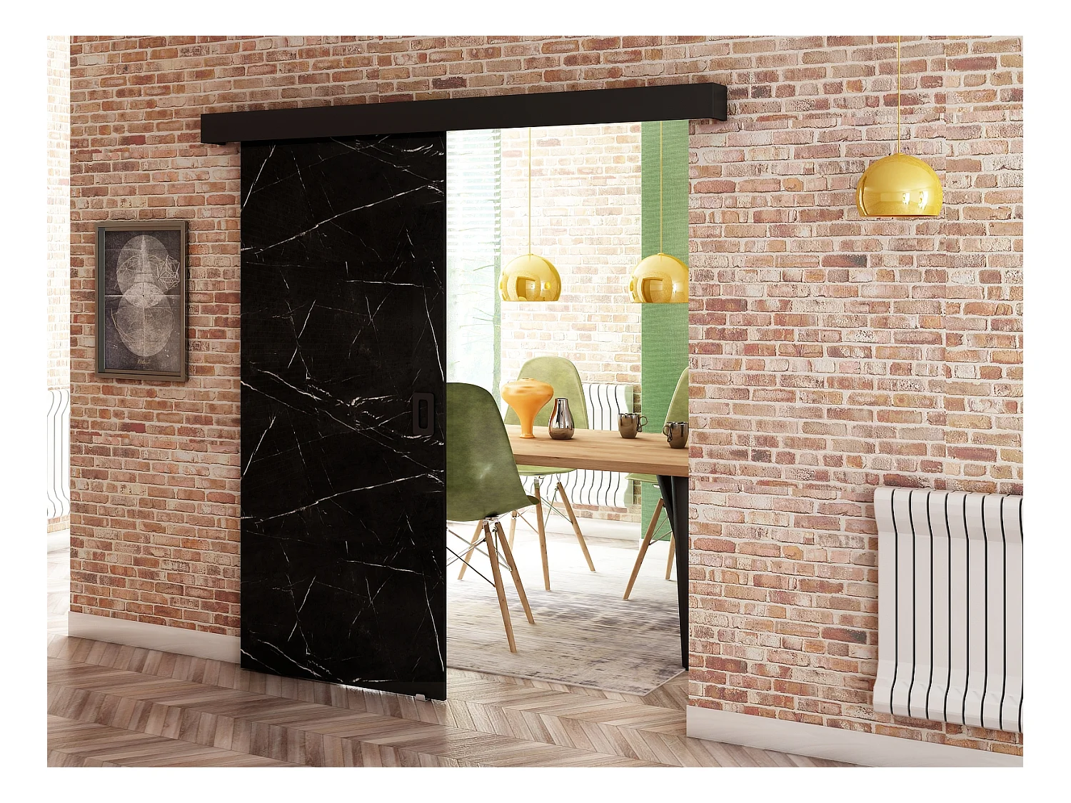 Portes coulissantes Beni I 90x204 (Marbre noir)