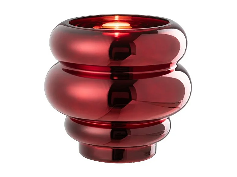 Jarrón o portavelas de vidrio rojo 20x20x20 cm