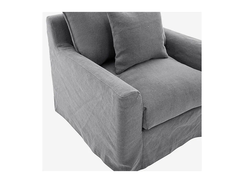Habitat - Fauteuil déhoussable en coton et lin garni de plumes - Gris ardoise - Ostuni