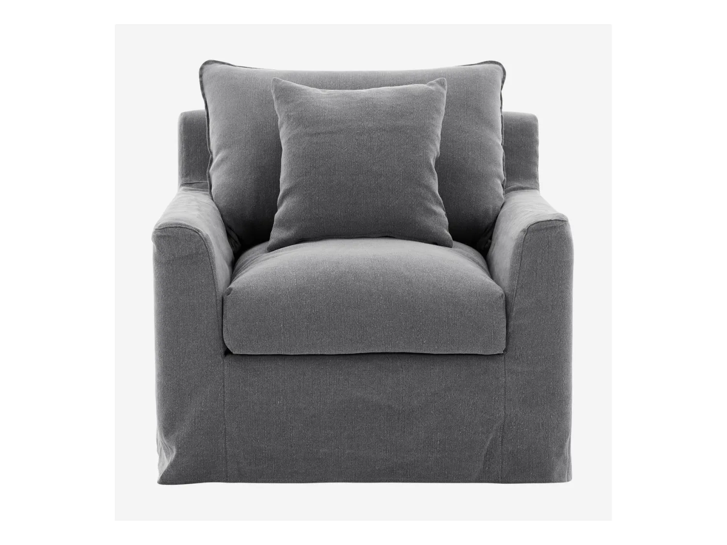 Habitat - Fauteuil déhoussable en coton et lin garni de plumes - Gris ardoise - Ostuni