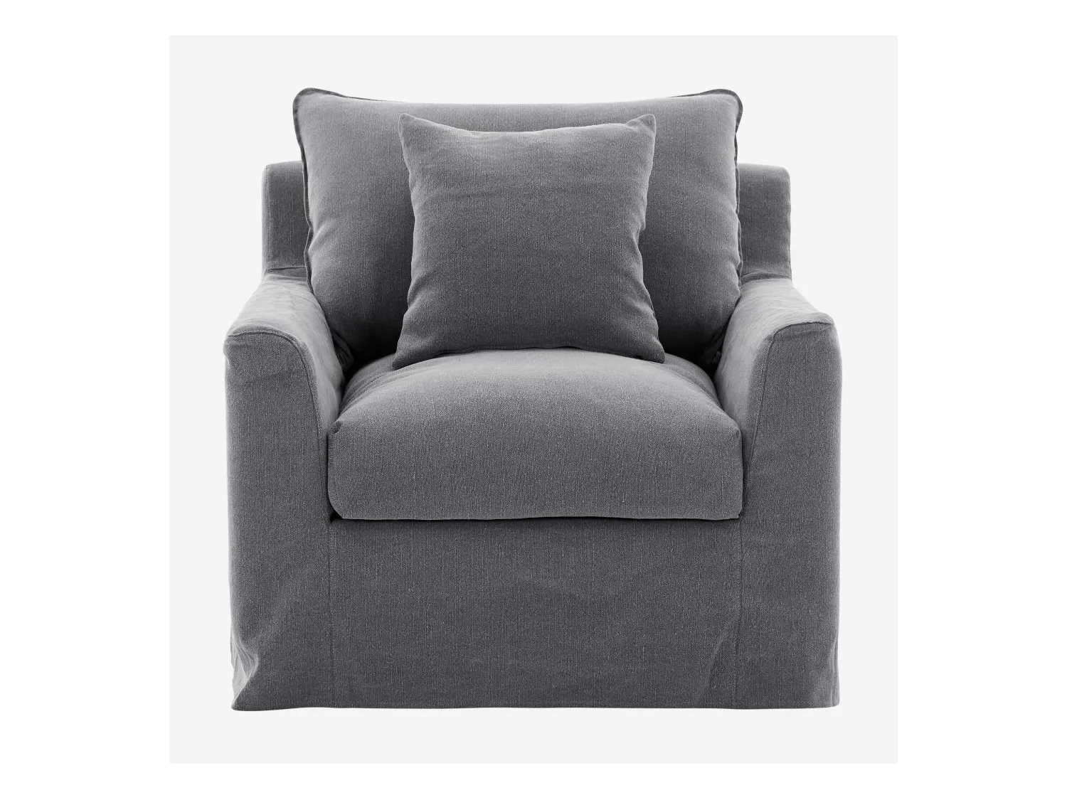 Habitat - Fauteuil déhoussable en coton et lin garni de plumes - Gris ardoise - Ostuni