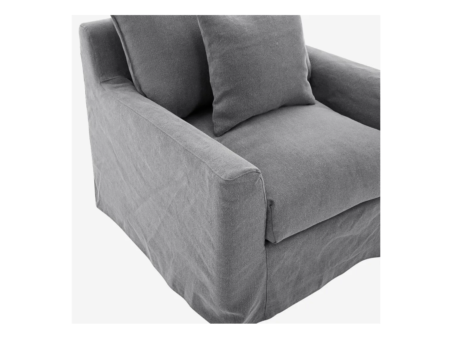 Habitat - Fauteuil déhoussable en coton et lin garni de plumes - Gris ardoise - Ostuni