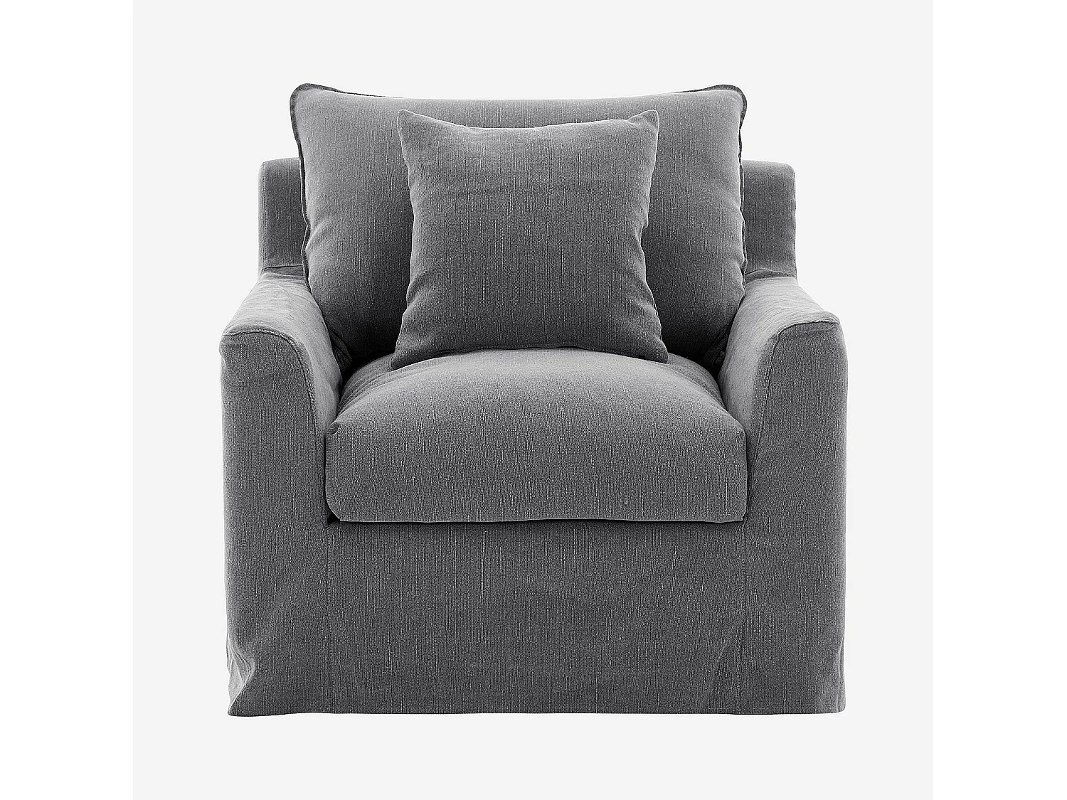 Habitat - Fauteuil déhoussable en coton et lin garni de plumes - Gris ardoise - Ostuni