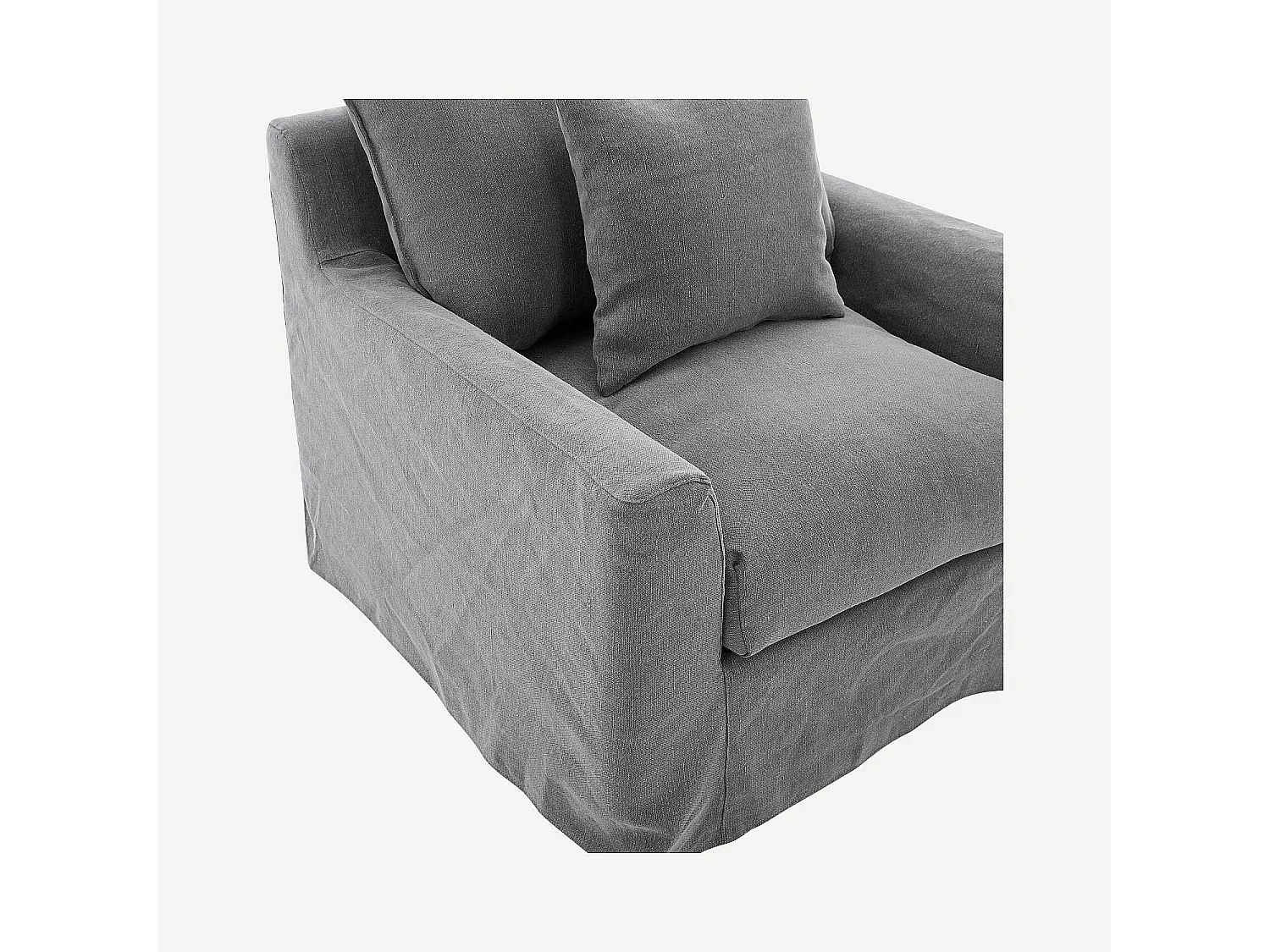 Habitat - Fauteuil déhoussable en coton et lin garni de plumes - Gris ardoise - Ostuni