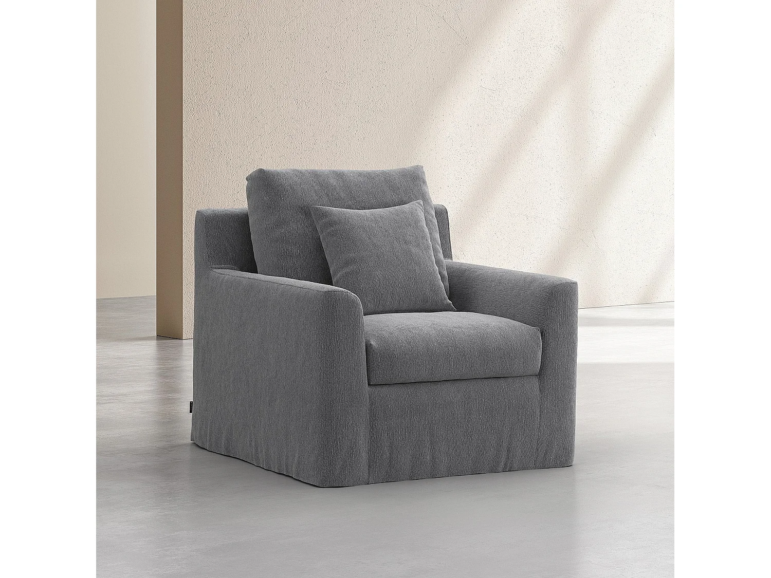 Habitat - Fauteuil déhoussable en coton et lin garni de plumes - Gris ardoise - Ostuni