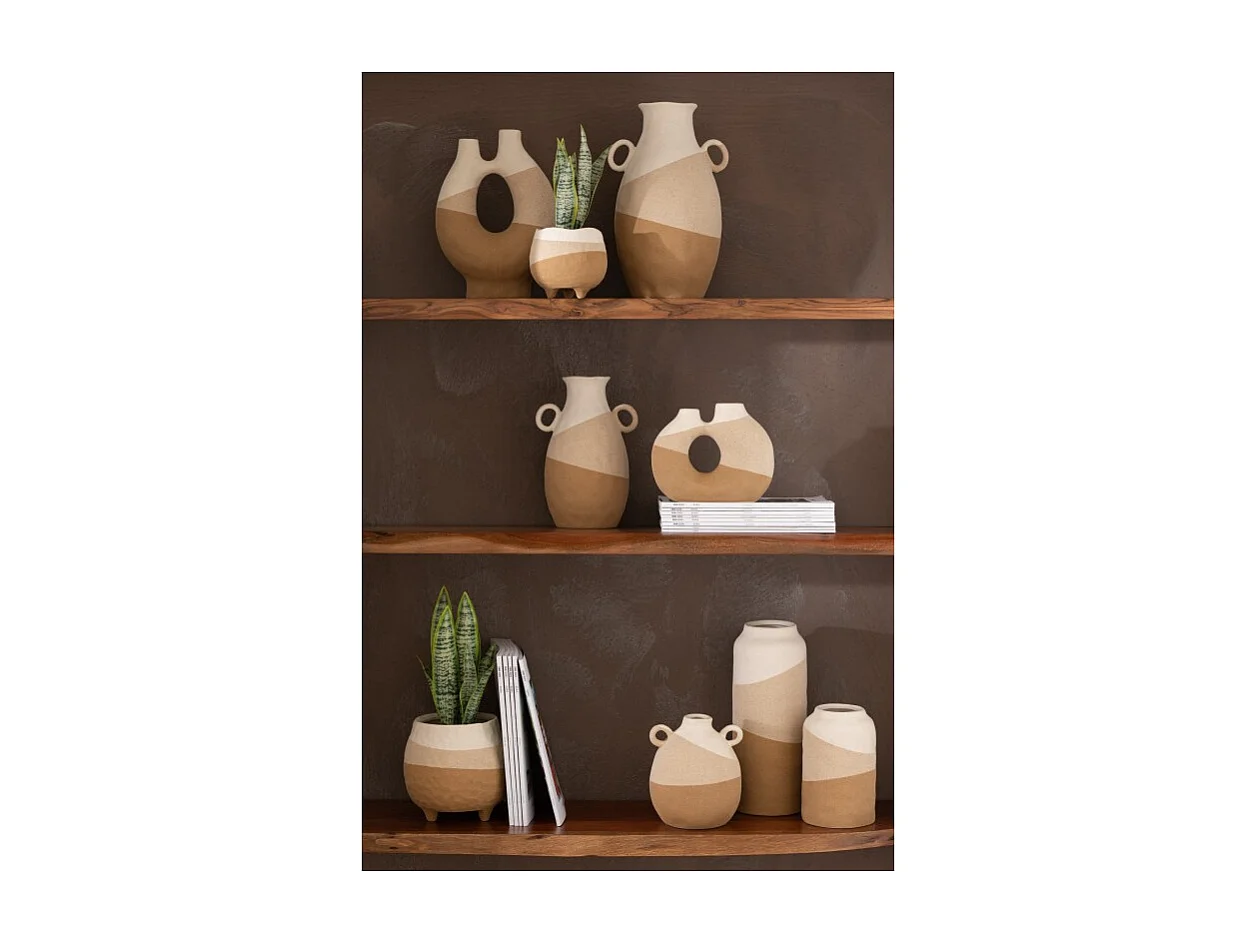 Jarrón oreja de cerámica beige/marrón claro 16x16x19 cm