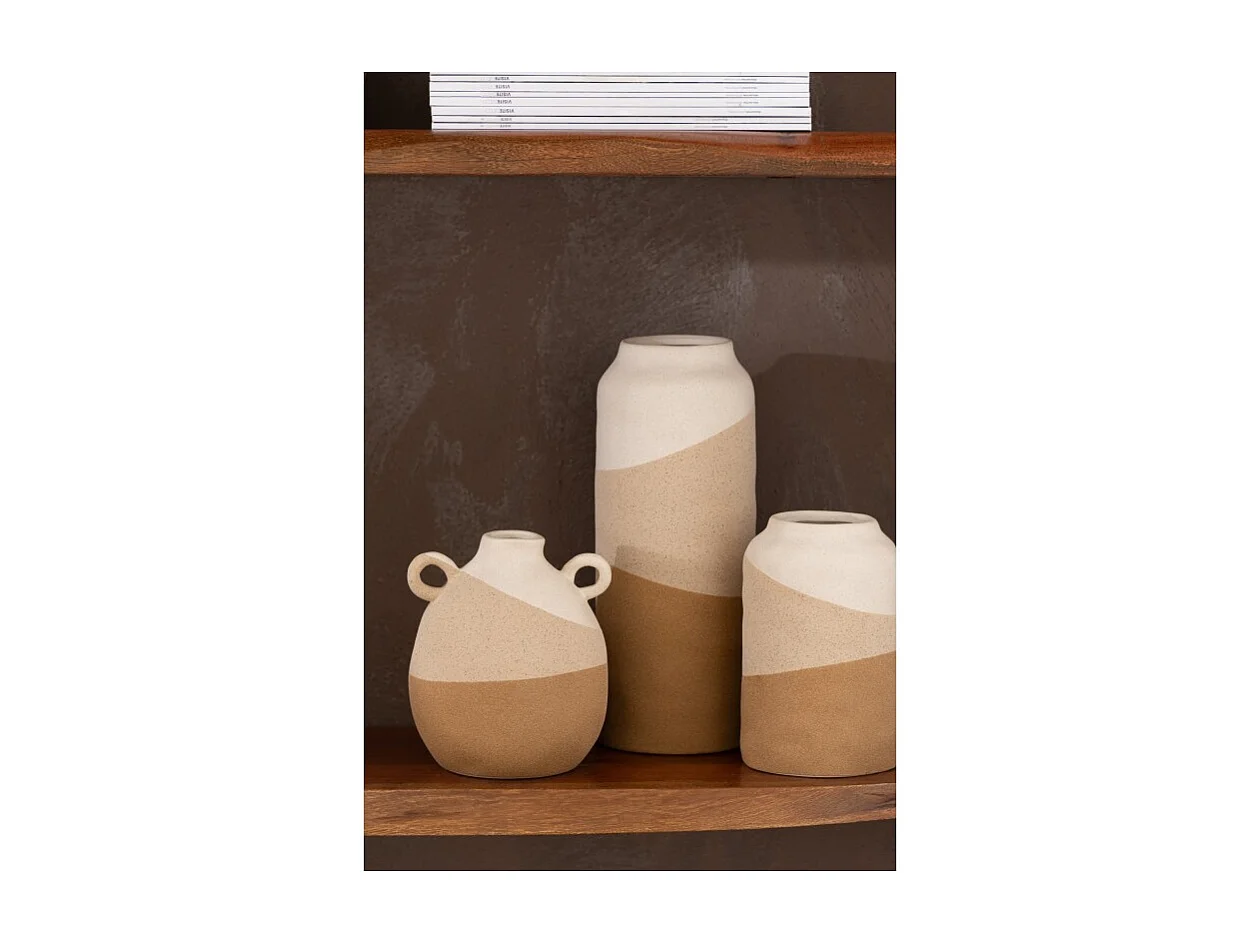 Jarrón oreja de cerámica beige/marrón claro 16x16x19 cm