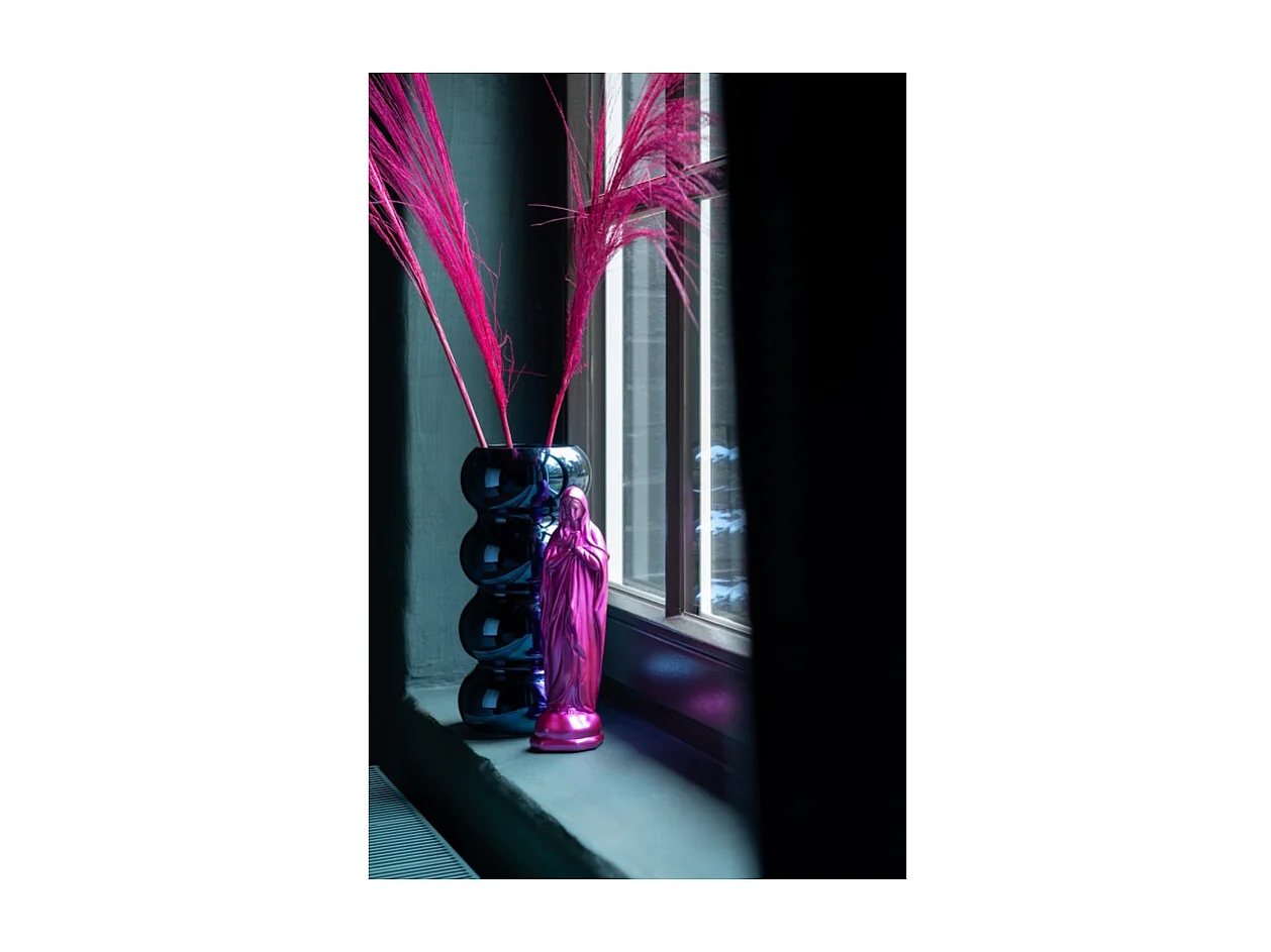 Jarrón de chenilla de cristal azul 13,5x13,5x30 cm