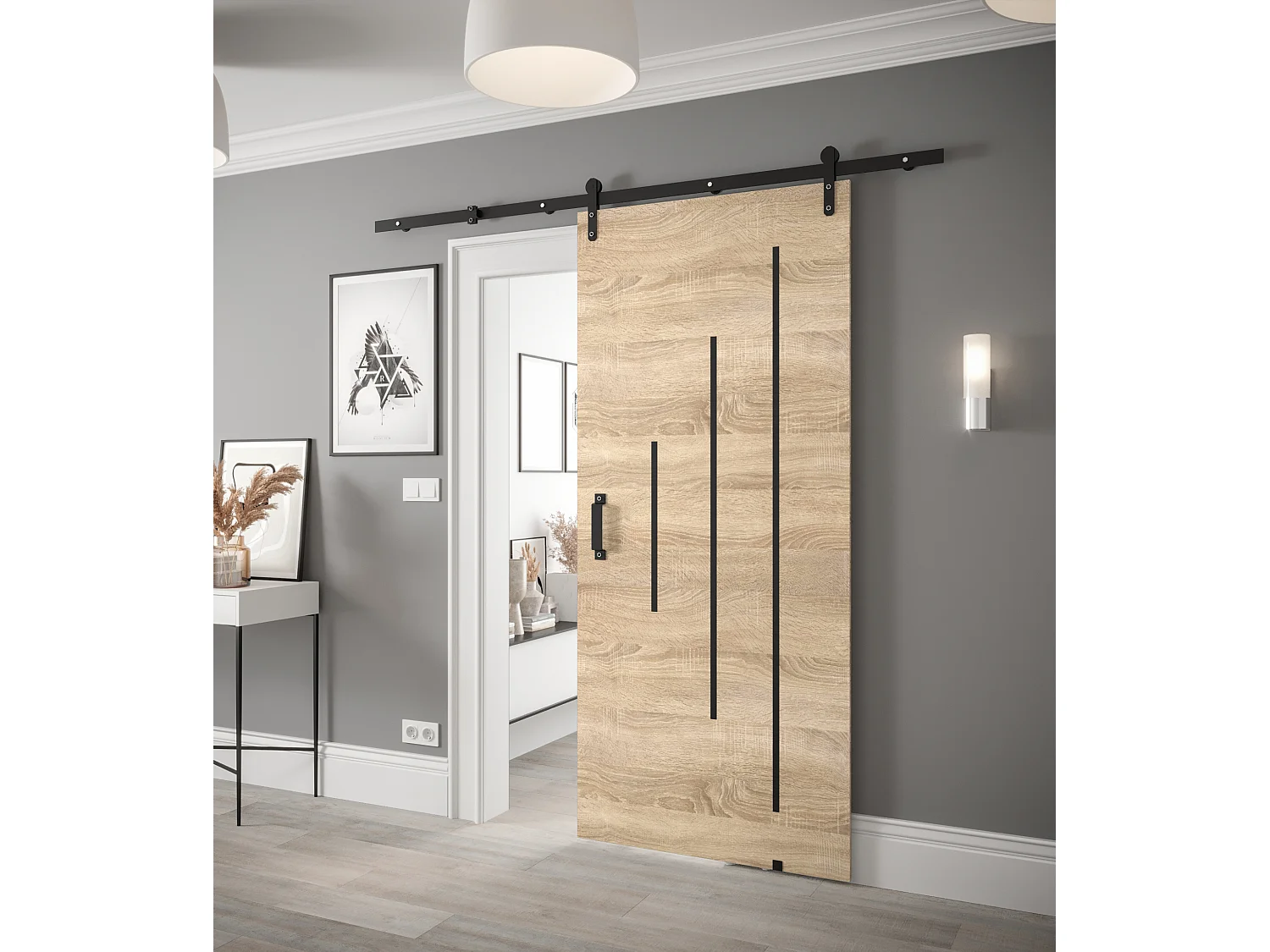 Puertas correderas Loftiko Y 90x200 (roble Sonoma)