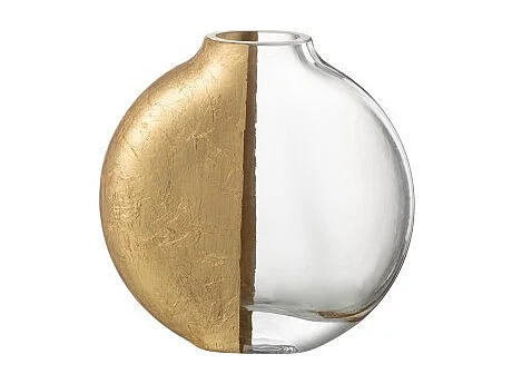 Jarrón Loa de cristal dorado transparente 15x3,5x15,5 cm