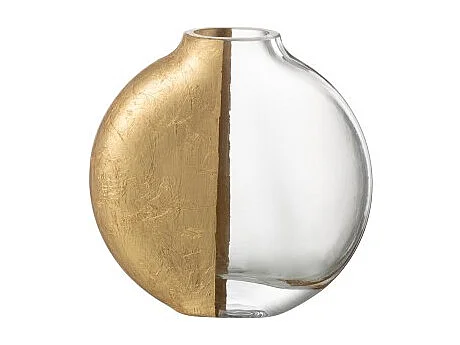 Jarrón Loa de cristal dorado transparente 15x3,5x15,5 cm