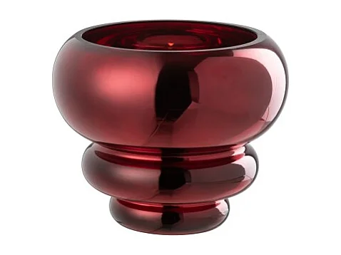Jarrón o portavelas de vidrio rojo 15.5x15.5x13.5 cm