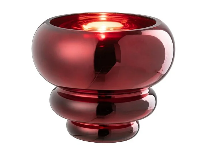 Jarrón o portavelas de vidrio rojo 15.5x15.5x13.5 cm