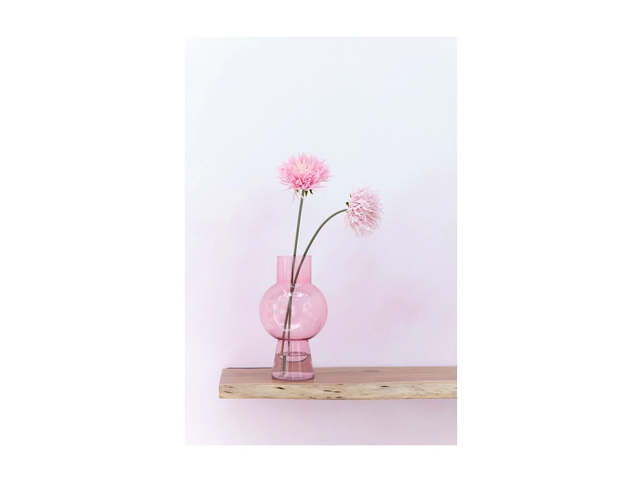 Jarrón bola de vidrio rosa 17.5x17.5x31 cm