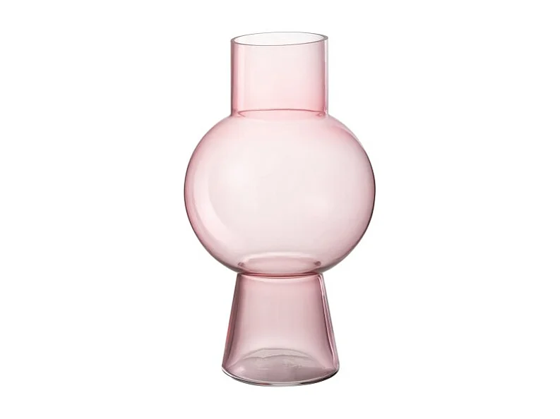 Jarrón bola de vidrio rosa 17.5x17.5x31 cm