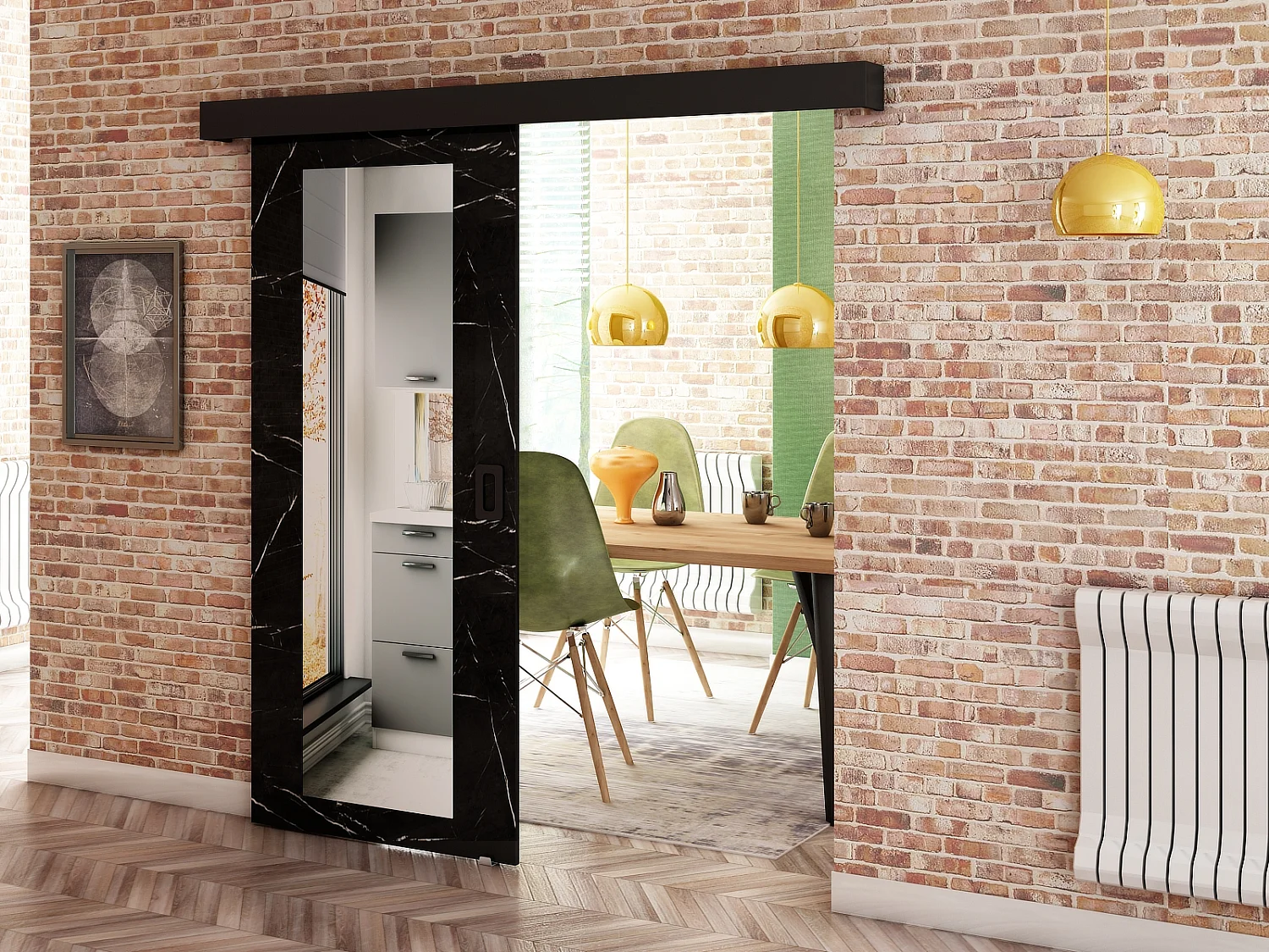 Puertas correderas Beni II 90x200 (mármol negro)