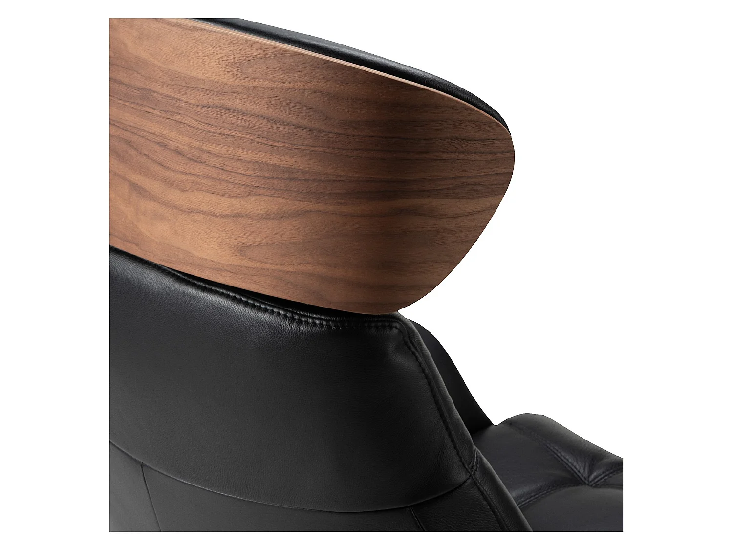 Habitat - Fauteuil en cuir Savoy, bois plaqué noyer et aluminium poli - Noir obsidienne - Marc