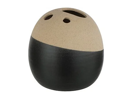 Jarrón de cerámica negro/beige 18.5x18.5x18 cm
