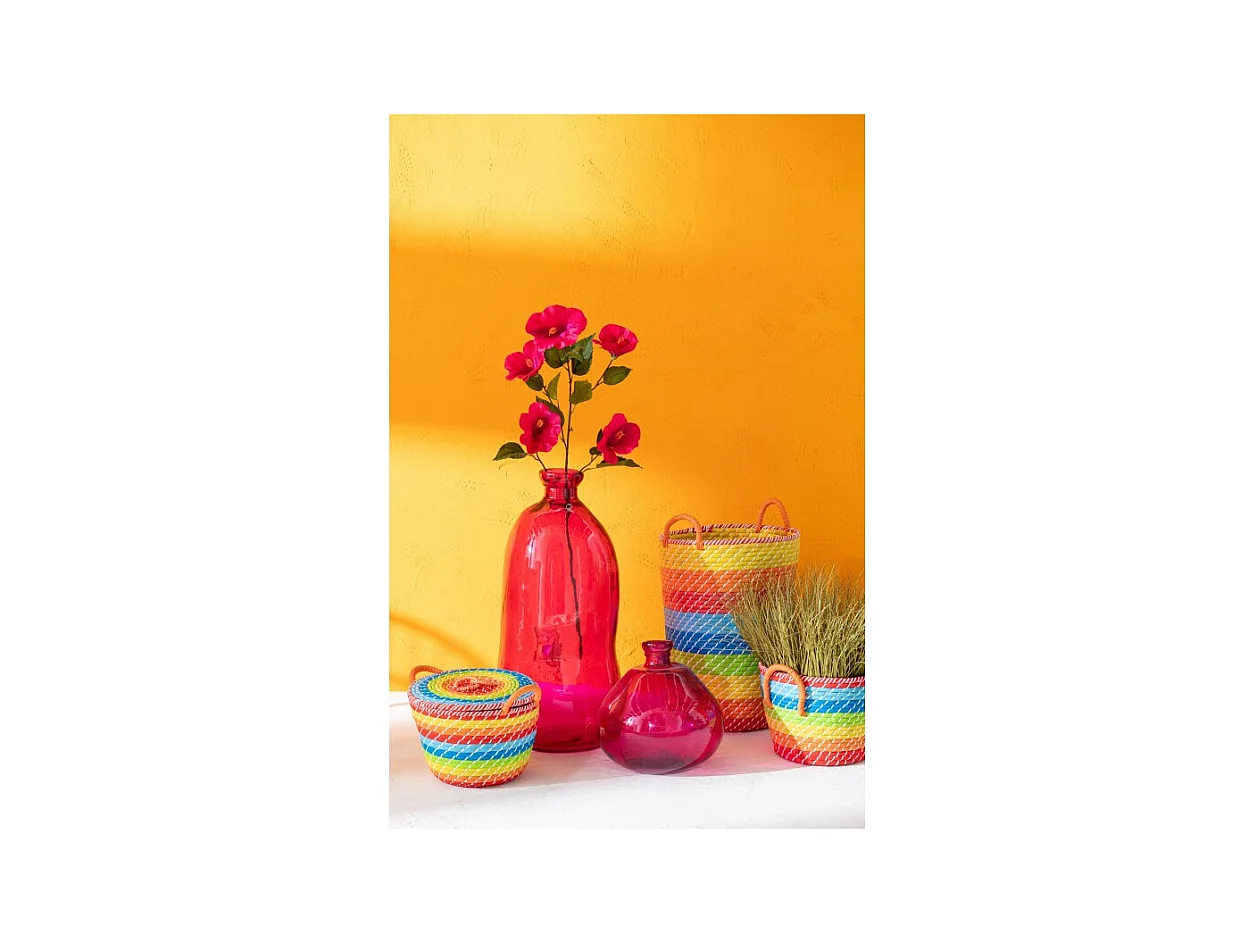 Jarrón burbuja de vidrio fucsia 31.5x31.5x32 cm