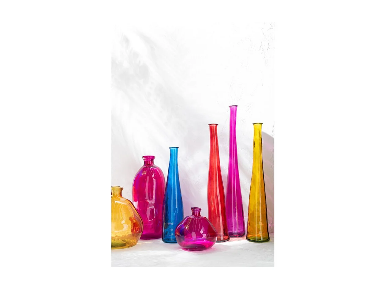 Jarrón burbuja de vidrio fucsia 31.5x31.5x32 cm