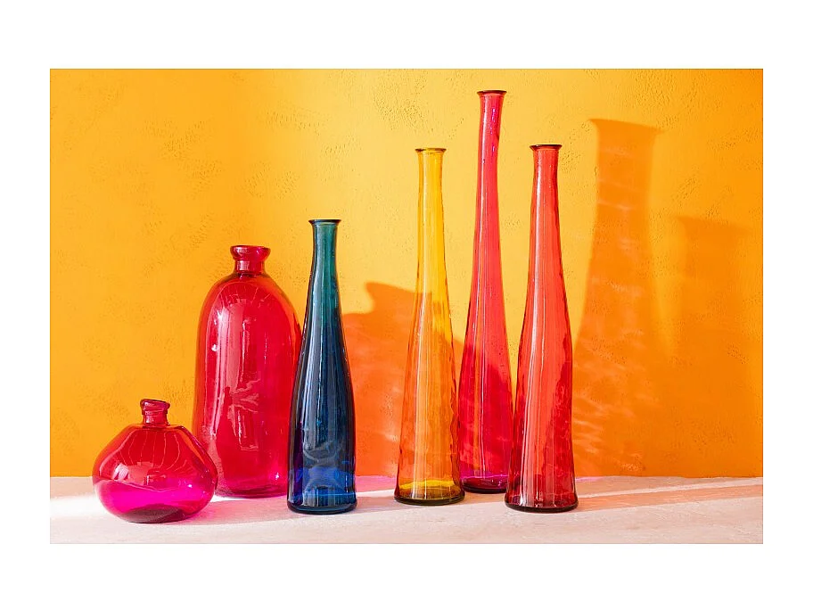 Jarrón burbuja de vidrio fucsia 31.5x31.5x32 cm