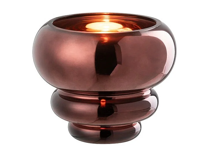 Jarrón o portavelas de vidrio ciruela 15.5x15.5x13.5 cm