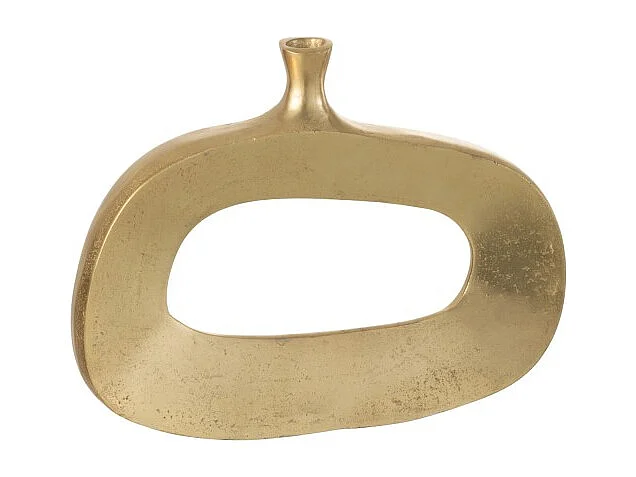 Jarrón ovalado perforado de metal dorado 39x7x31 cm