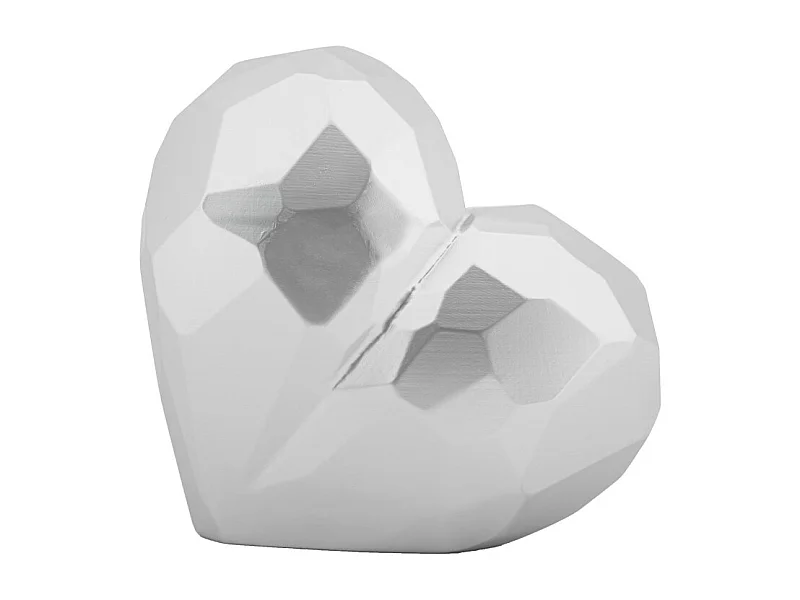 Jarrón corazón de resina plateada 19x9x18 cm