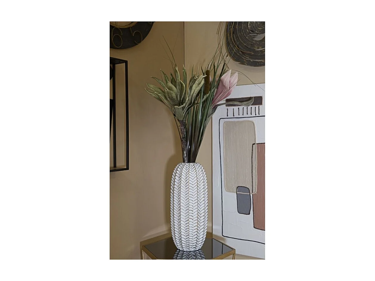 Jarrón de resina blanco 18,5x46 cm