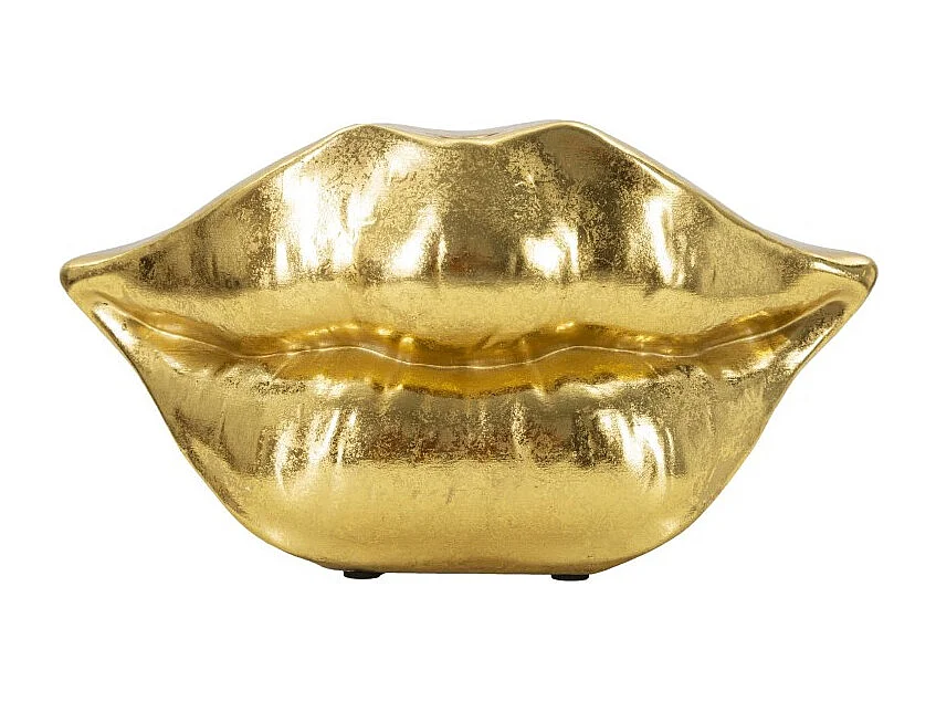Jarrón labial de resina dorada 23x8x12 cm