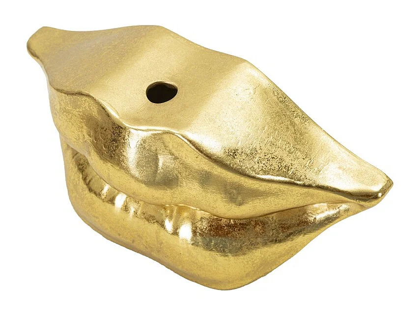 Jarrón labial de resina dorada 23x8x12 cm