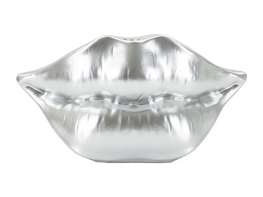 Jarrón con labios de resina plateada 23x8x12 cm