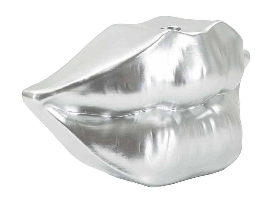 Jarrón con labios de resina plateada 23x8x12 cm