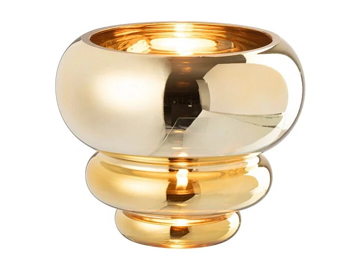 Jarrón o portavelas de vidrio dorado 15.5x15.5x13.5 cm