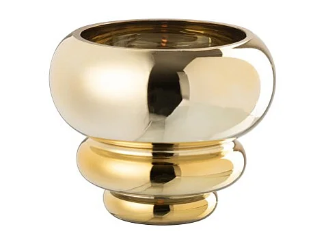 Jarrón o portavelas de vidrio dorado 15.5x15.5x13.5 cm