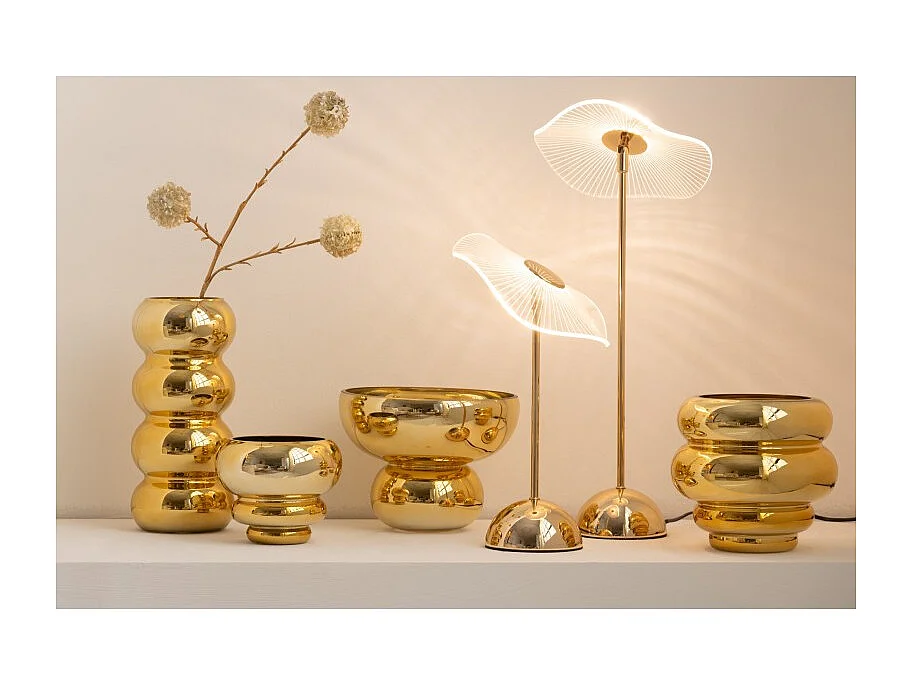 Jarrón o portavelas de vidrio dorado 15.5x15.5x13.5 cm