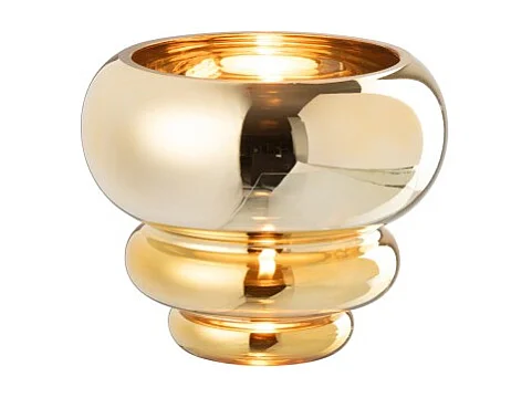 Jarrón o portavelas de vidrio dorado 15.5x15.5x13.5 cm