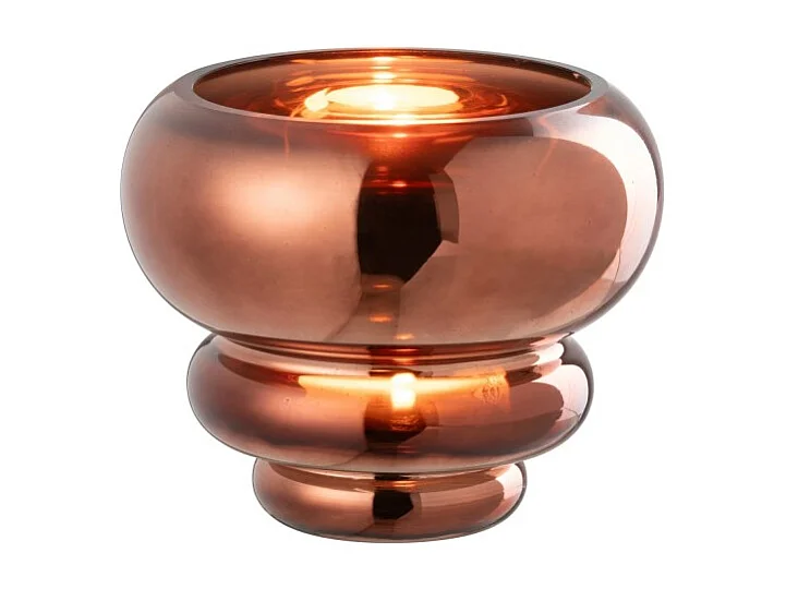 Jarrón o candelabro de cristal marrón 15,5x15,5x13,5 cm