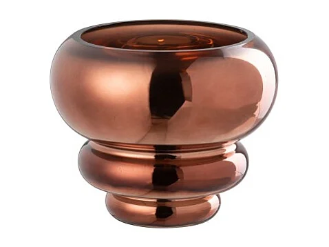 Jarrón o candelabro de cristal marrón 15,5x15,5x13,5 cm