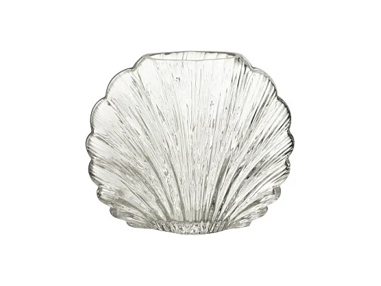Jarrón concha de vidrio transparente 20x10x17 cm