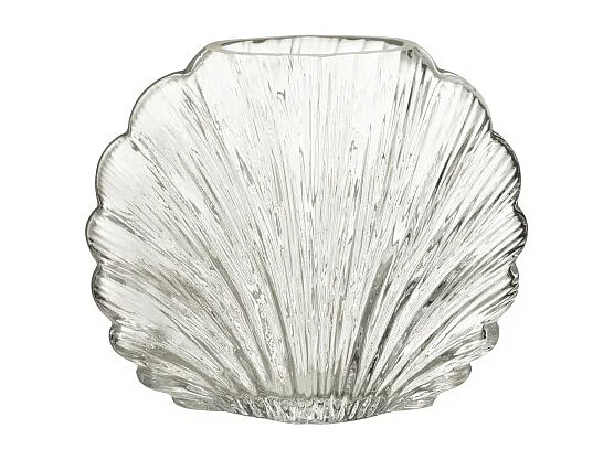Jarrón concha de vidrio transparente 20x10x17 cm