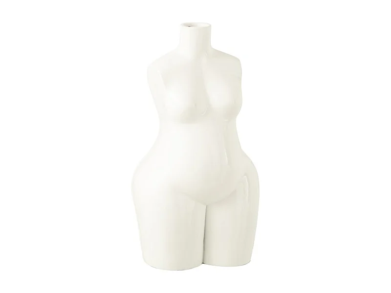 Jarrón busto mujer en cerámica blanca 25.5x19.5x47 cm
