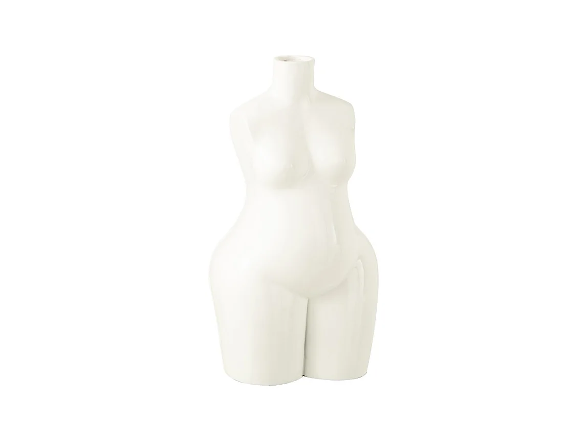 Jarrón busto mujer en cerámica blanca 25.5x19.5x47 cm