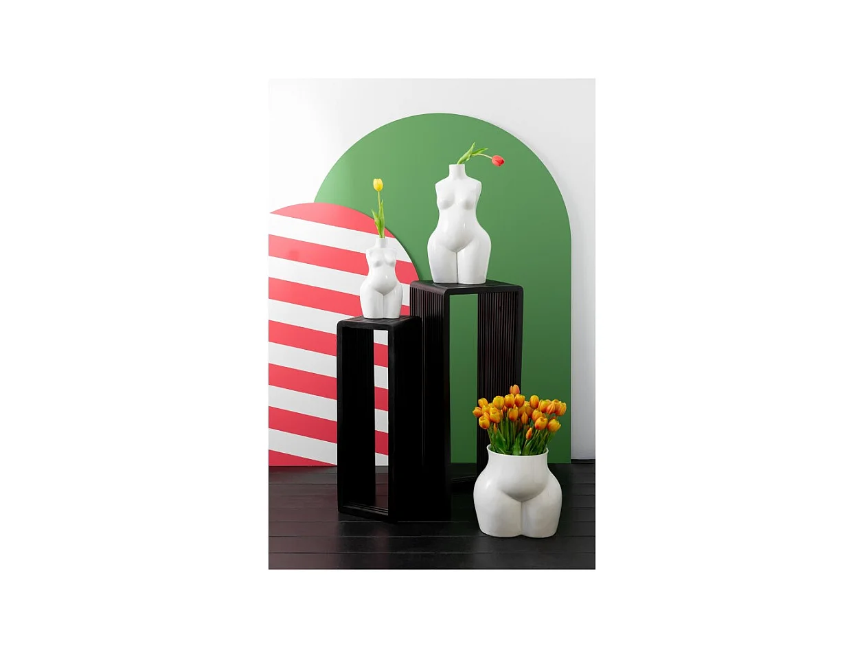 Jarrón busto mujer en cerámica blanca 25.5x19.5x47 cm