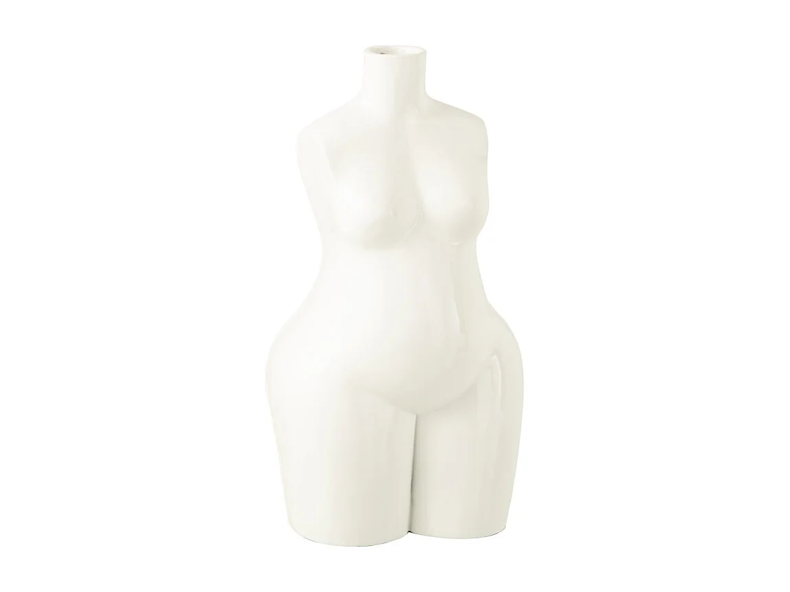 Jarrón busto mujer en cerámica blanca 25.5x19.5x47 cm