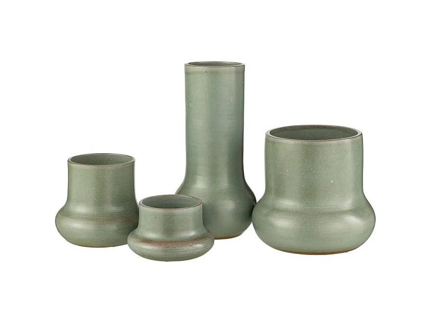 Jarrón de cerámica en alfarería azul gris 14x14x40 cm