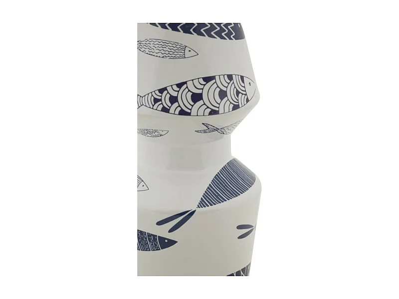Jarrón de cerámica blanco con forma de pez 14x34 cm