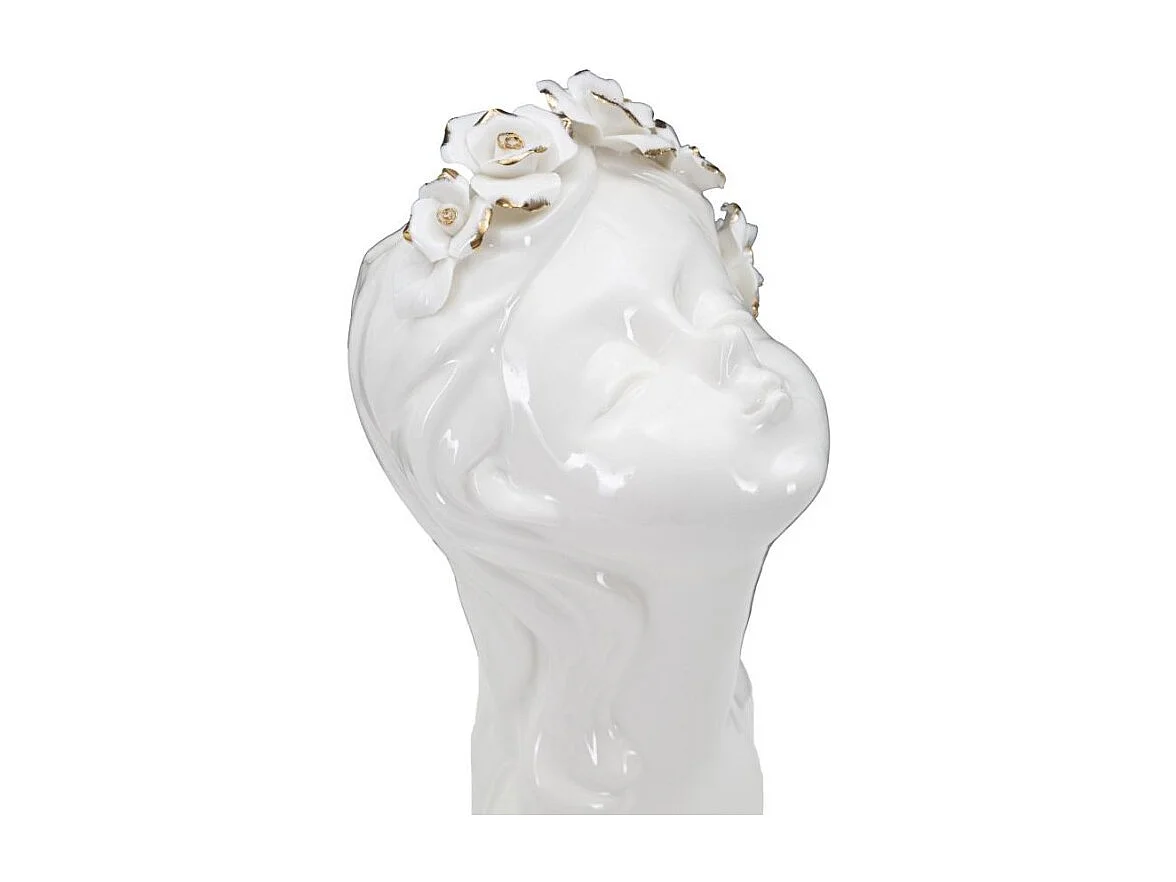 Jarrón de cerámica blanca con cara de mujer 10x14x26 cm