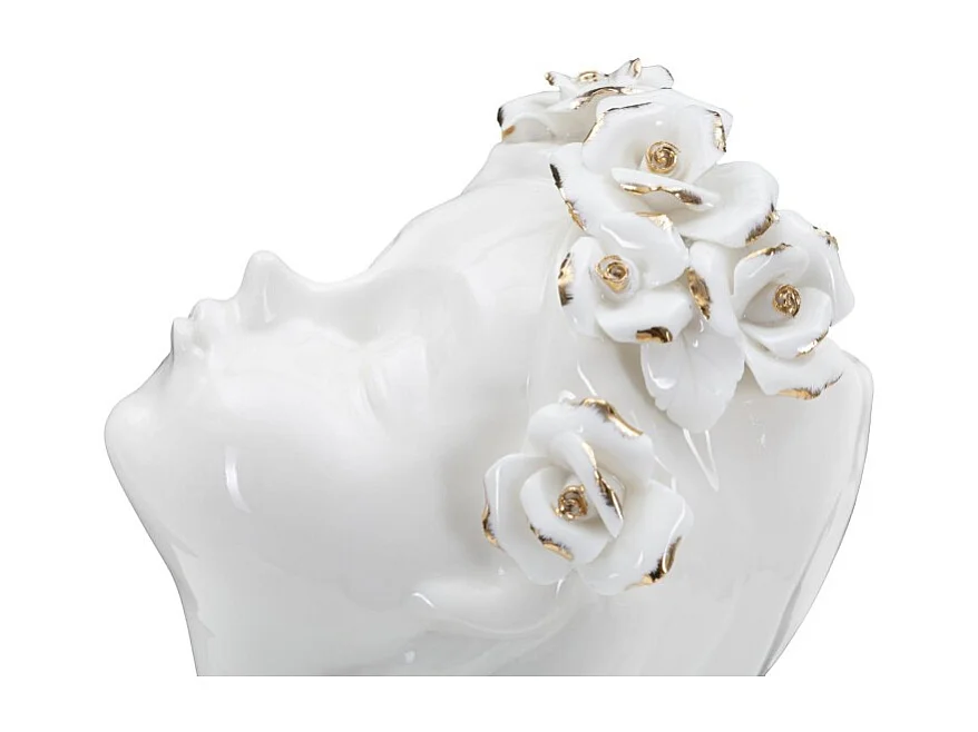 Jarrón de cerámica blanca con cara de mujer 10x14x26 cm