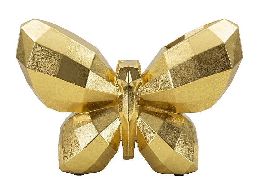 Jarrón mariposa de resina dorada 22,5x8x15 cm